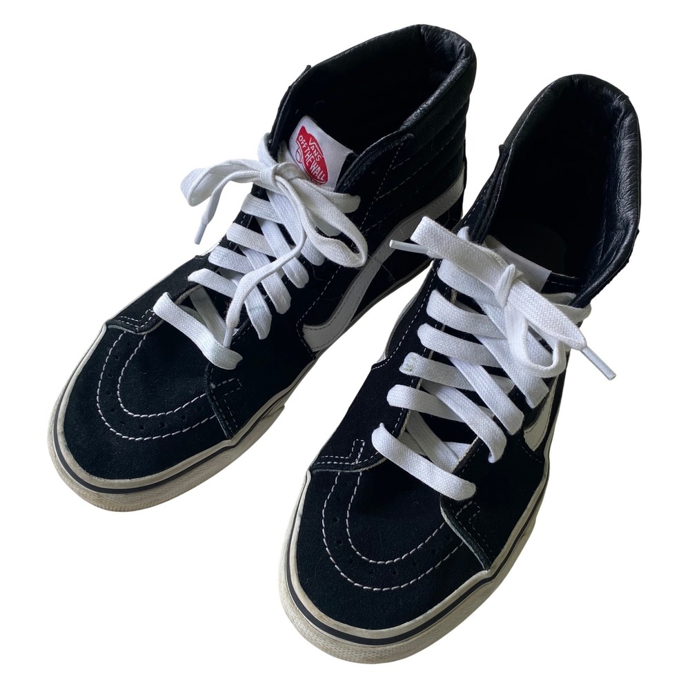 Vans Sk8-Hi Sneakers Women 7.5 Mens 6 Black High Top Skater Shoes Retro Grunge